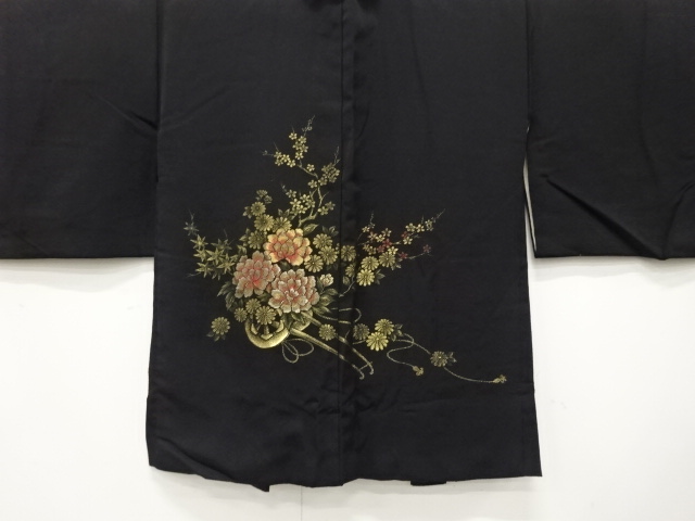 漆　花車模様織り出し　絵羽織